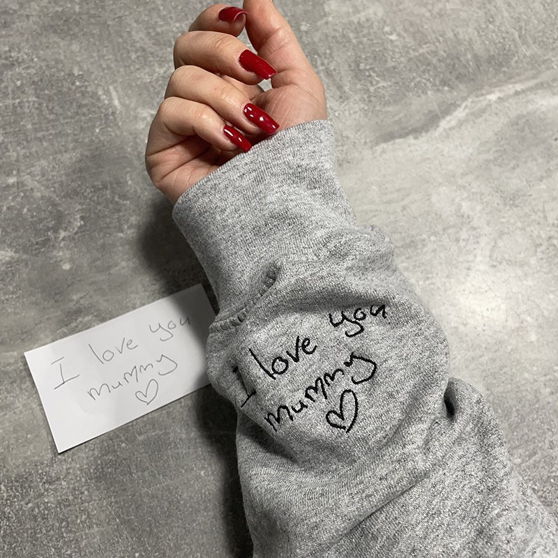 Personalised Embroidered Handwriting Text On Sleeve Matching Hoodie Sweatshirt Couple Gifts Gift for Couple URcustom UK