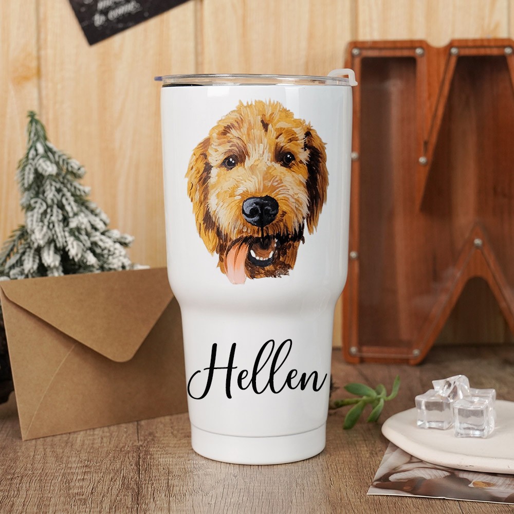 Custom Pet Portrait Tumblers Birthday Christmas Gift for Pet Lovers