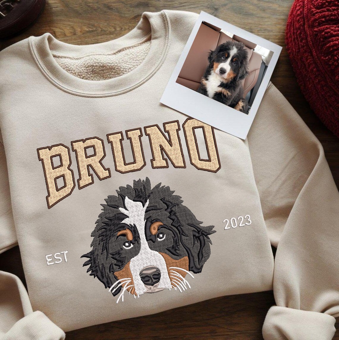 Personalised Embroidered Pet Face and Name Est Sweatshirt for Pet Lovers