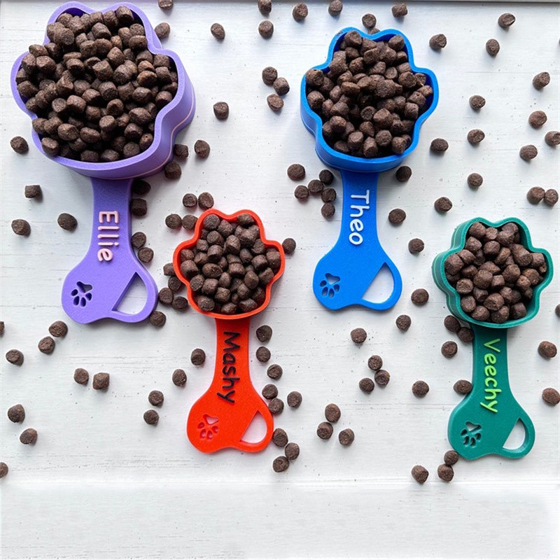 Personalised Dog Paw Print Food Scoop with Name Gift for Dog Lover