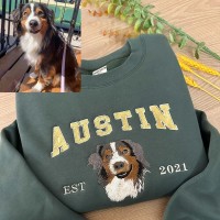 Personalised Embroidered Pet Face and Name Est Sweatshirt for Pet Lovers