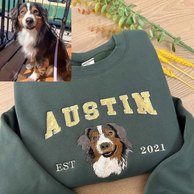 Personalised Embroidered Pet Face and Name Est Sweatshirt for Pet Lovers