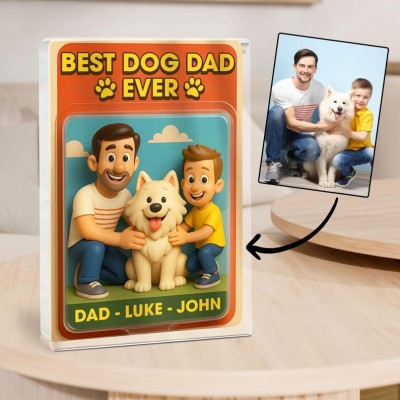 Personalised Dog Dad Acrylic Block Plaque with Name Custom Figure From Photo Father's Day Gift For Pet Lovers