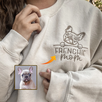 Embroidered Pet Portrait Sweatshirt Hoodie With Pet Name Gift For Dog Mum Pet Lovers