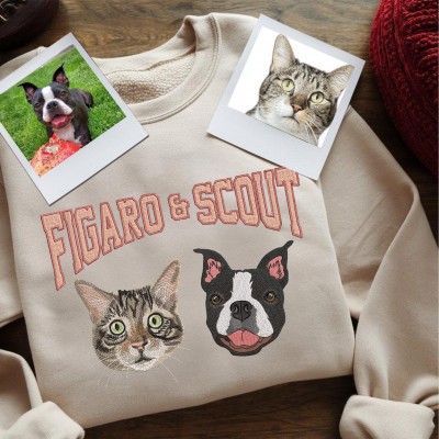 Personalised Embroidered Pet Face and Name Sweatshirt for Pet Lovers