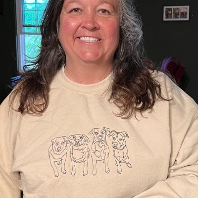Personalised Embroidered Pet Portrait Line Art Sweatshirt for Pet Lovers