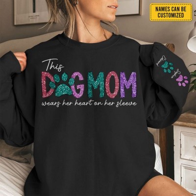 Personalised Dog Mum Sweatshirt With Dog Names on Sleeve Gift for Pet Lovers
