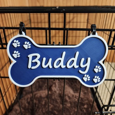 Personalised Dog Bone Crate Sign with Name Gift for Pet Lovers