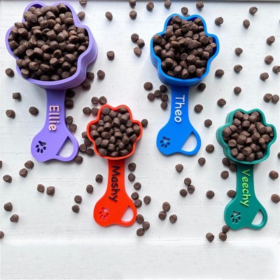 Personalised Dog Paw Print Food Scoop with Name Gift for Dog Lover