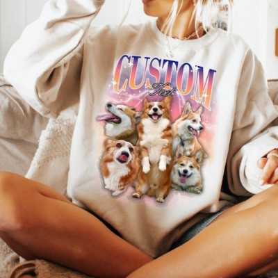 Personalised Vintage Sweatshirt with Pet Photos Gift for Pet Lovers