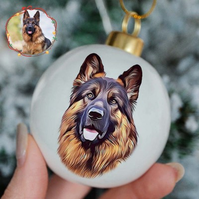 Personalised Pet Face Portrait Ceramic Ornaments with Name and Year Christmas Gift for Pet Lovers