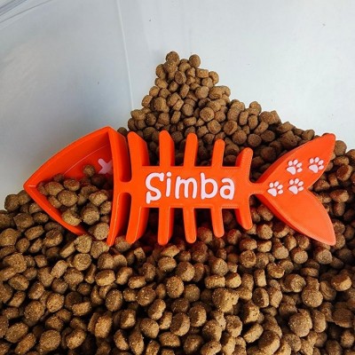 Personalised Fish Skeleton Cat Food Scoop with Name Gift For Pet Lovers
