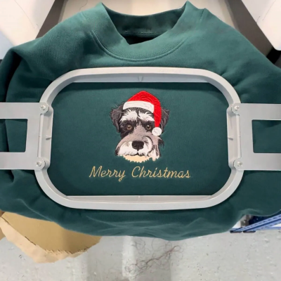 Custom Embroidered Pet Portrait Christmas Sweatshirt Gift for Pet Lovers