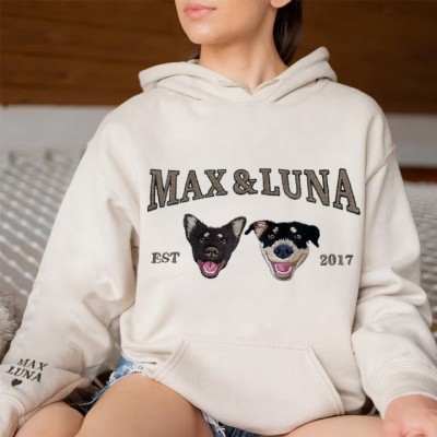Personalised Embroidered Pet Face and Name Est Sweatshirt for Pet Lovers