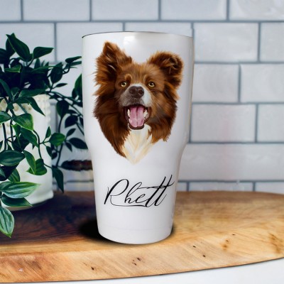 Custom Pet Portrait Tumblers Birthday Christmas Gift for Pet Lovers