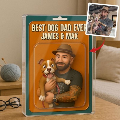 Personalised Dog Dad Acrylic Block Plaque with Name Custom Figure From Photo Father's Day Gift For Pet Lovers