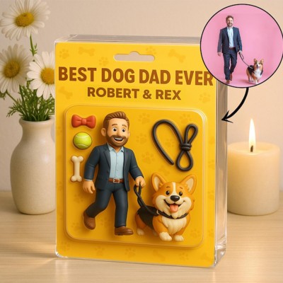 Personalised Dog Dad Acrylic Block Plaque with Name Custom Figure From Photo Father's Day Gift For Pet Lovers