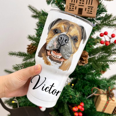 Custom Pet Portrait Tumblers Birthday Christmas Gift for Pet Lovers