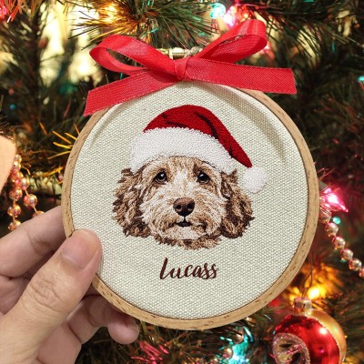 Custom Embroidered Dog Portrait Photo Ornament Gifts for Dog Owners Pet Memorial Gift Christmas Gift for Pet Lovers