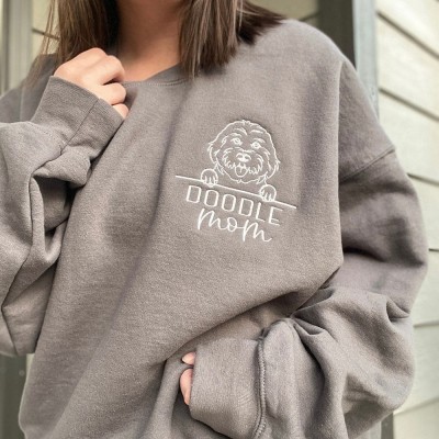 Embroidered Pet Portrait Sweatshirt Hoodie With Pet Name Gift For Dog Mum Pet Lovers