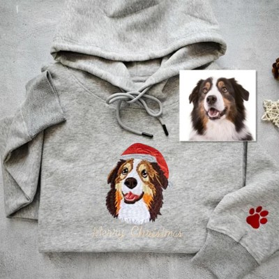 Custom Embroidered Pet Portrait Christmas Sweatshirt Gift for Pet Lovers
