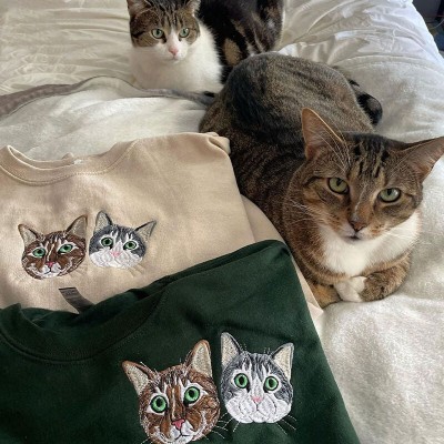 Embroidered Pet Face Sweatshirt with Pet Name on Sleeve  for Pet Lovers