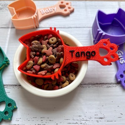 Personalised Cat Paw Print Food Scoop with Name Gift fot Cat Lover