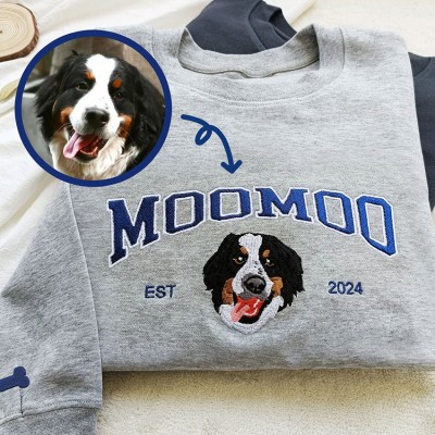 Personalised Embroidered Pet Face and Name Est Sweatshirt for Pet Lovers