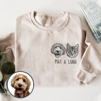 Personalised Pet Face and Name Sweatshirt Gift for Pet Lovers