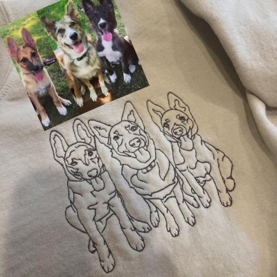 Personalised Embroidered Pet Portrait Line Art Sweatshirt for Pet Lovers