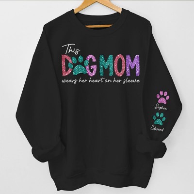Personalised Dog Mum Sweatshirt With Dog Names on Sleeve Gift for Pet Lovers