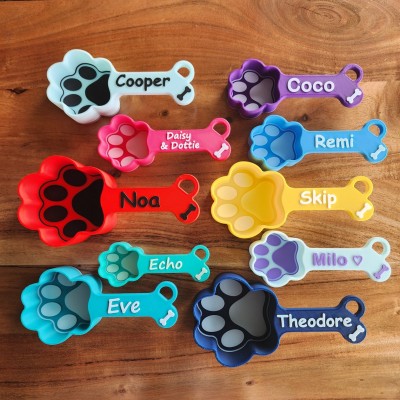 Personalised Dog Paw Print Food Scoop with Name Gift For Pet Lovers