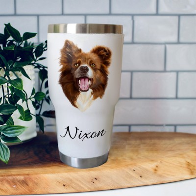 Custom Pet Portrait Tumblers Birthday Christmas Gift for Pet Lovers